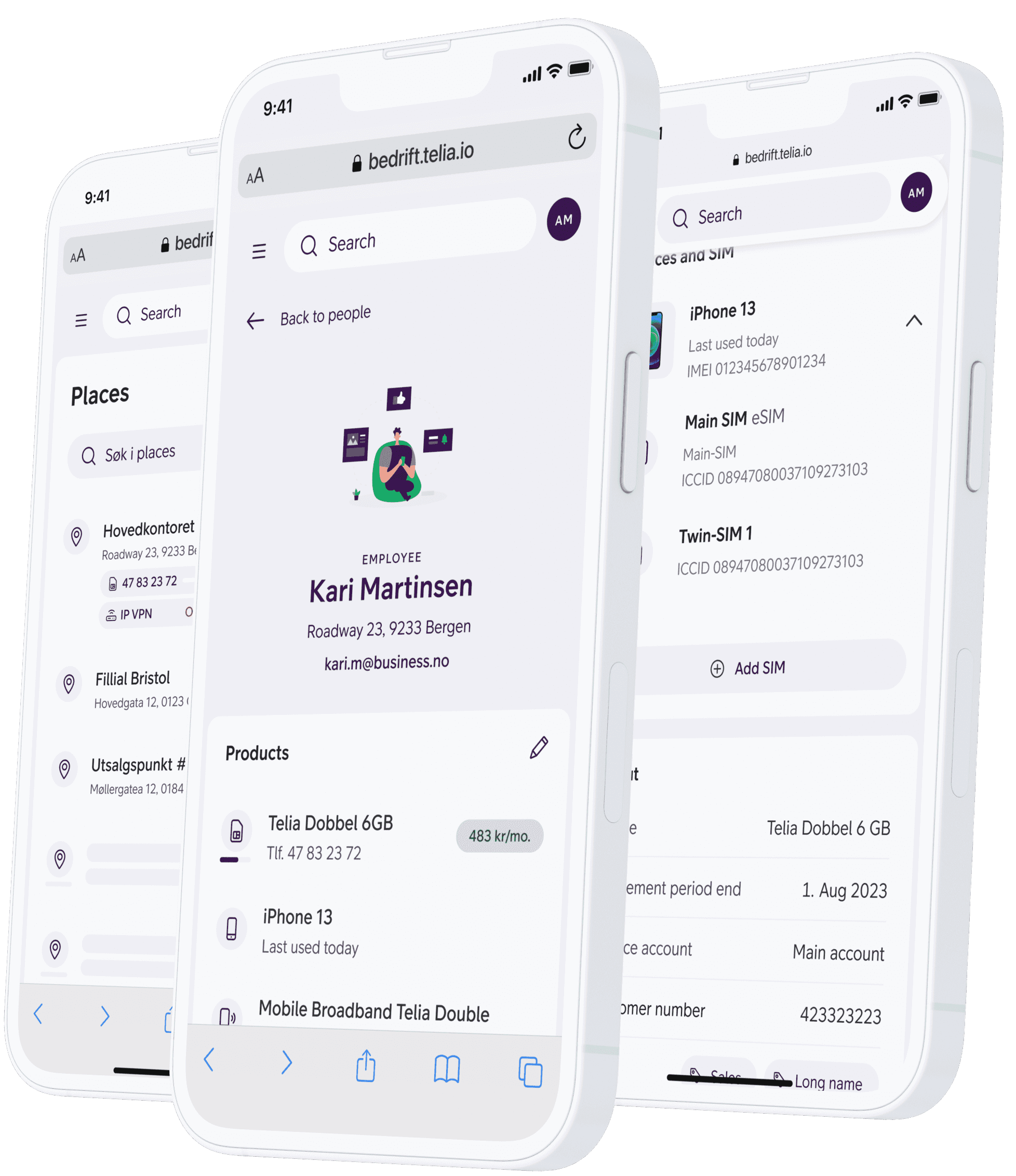 An image of three iPhone 13s with the user interface displayed on them..